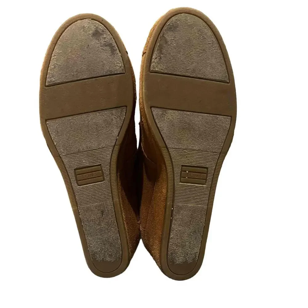 TOMS Desert Wedge Lace-Up‎ Ankle Booties Womens Size 10 Brown Hidden Wedge